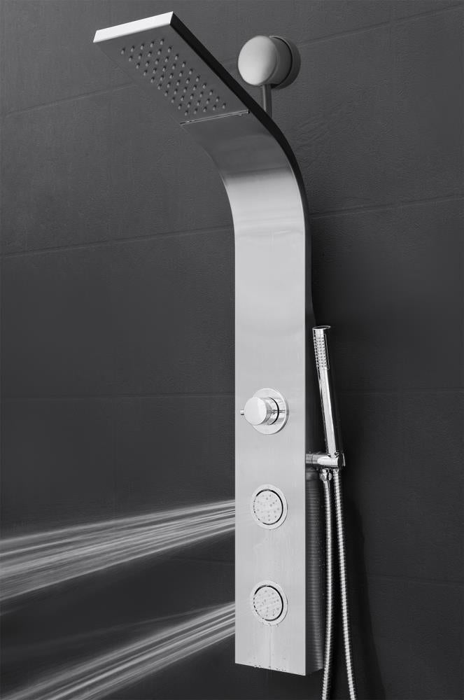 AKDY 39-in Stainless Steel Dual-Head Waterfall Shower Panel System with 4-Way Diverter (Valve Included)