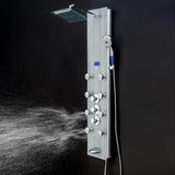 AKDY 52-in Grey Stripe Pattern Tempered Glass 8-Spray Shower Panel System with Valve