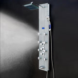 AKDY 52-in Grey Stripe Pattern Tempered Glass 8-Spray Shower Panel System with Valve
