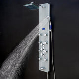 AKDY 52-in Grey Stripe Pattern Tempered Glass 8-Spray Shower Panel System with Valve