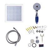 AKDY 52-in Grey Stripe Pattern Tempered Glass 8-Spray Shower Panel System with Valve