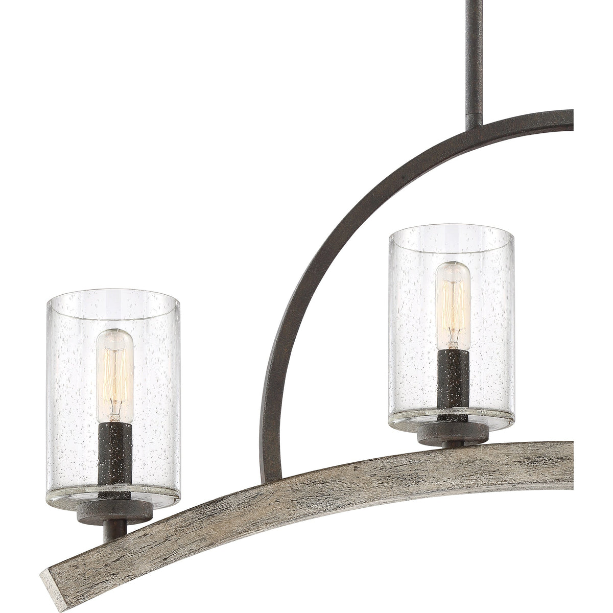Quoizel Arley 4-Light Rustic Black and Faux Weathered Wood Farmhouse Chandelier, 32-in Linear