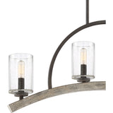 Quoizel Arley 4-Light Rustic Black and Faux Weathered Wood Farmhouse Chandelier, 32-in Linear