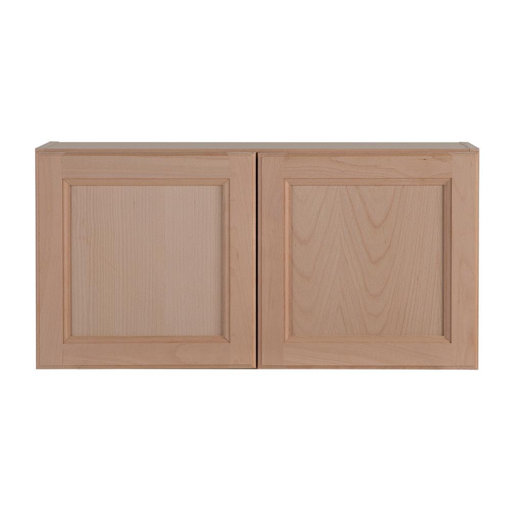 Easthaven Shaker Assembled 36x30x12 in. Frameless Wall Cabinet in Unfinished Beech - Super Arbor