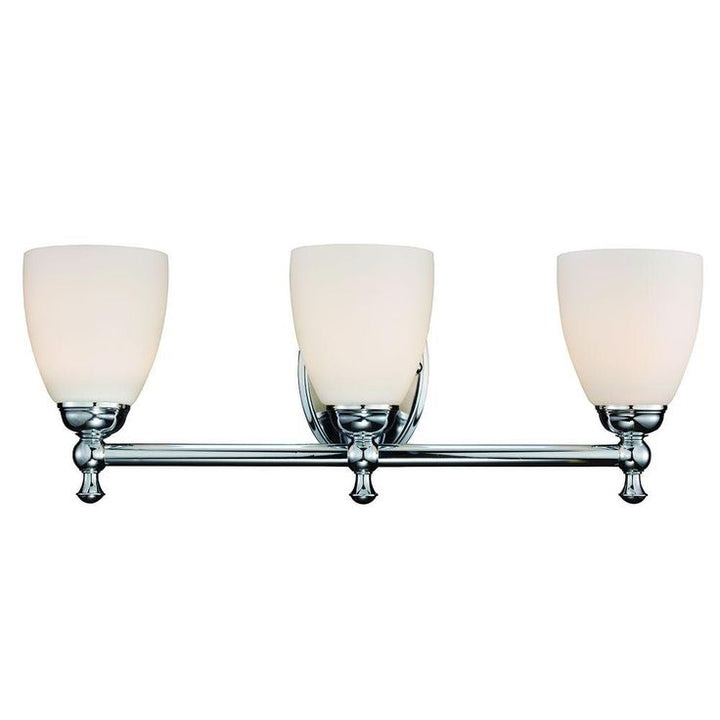 Solomone 3-Light Polished Chrome Vanity Light with Opal Glass Shades