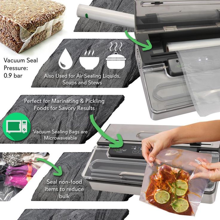 White Kitchen Pro Stainless Steel Food Vacuum Sealer System - Countertop Electric Air Seal Preserver with Air Vac Bags