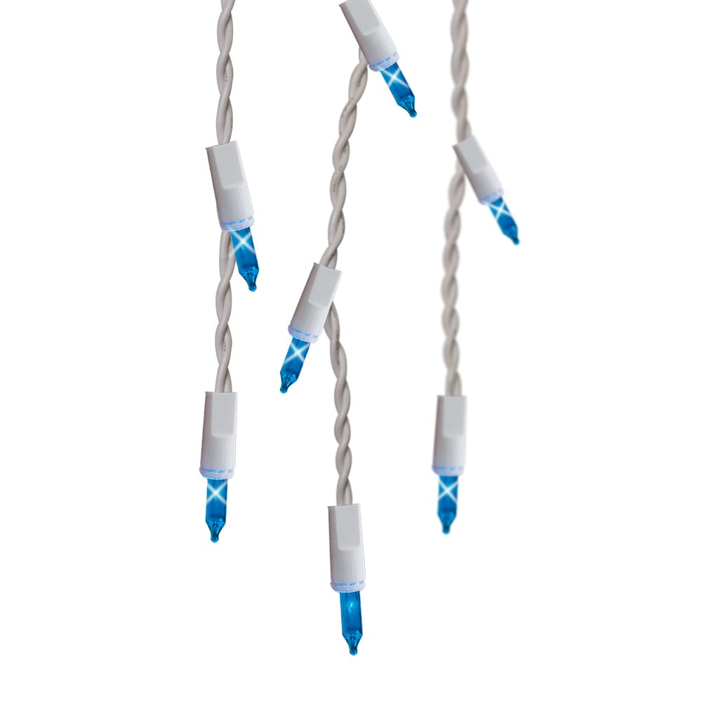 GE String-A-Long 300-Count Blue Incandescent Icicle Christmas Lights, Constant-On, Plug-In, White Wire, 13.2-ft Lighted Length