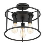 Quoizel Wolfeboro 14-in Matte Black Farmhouse Semi-Flush Mount Light