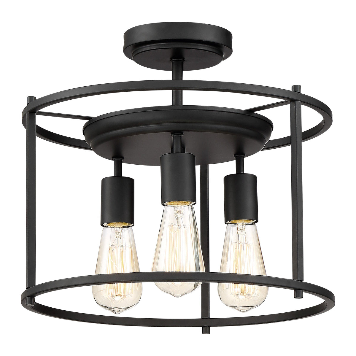 Quoizel Wolfeboro 14-in Matte Black Farmhouse Semi-Flush Mount Light