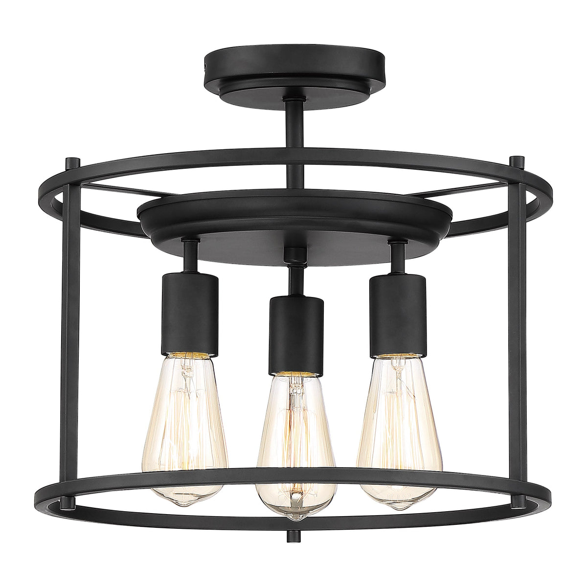 Quoizel Wolfeboro 14-in Matte Black Farmhouse Semi-Flush Mount Light