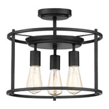 Quoizel Wolfeboro 14-in Matte Black Farmhouse Semi-Flush Mount Light