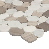 Satori Mixed Warm Blend 12-in x 12-in Honed Natural Stone Marble Pebble Floor and Wall Tile (9.6-sq ft/Carton)