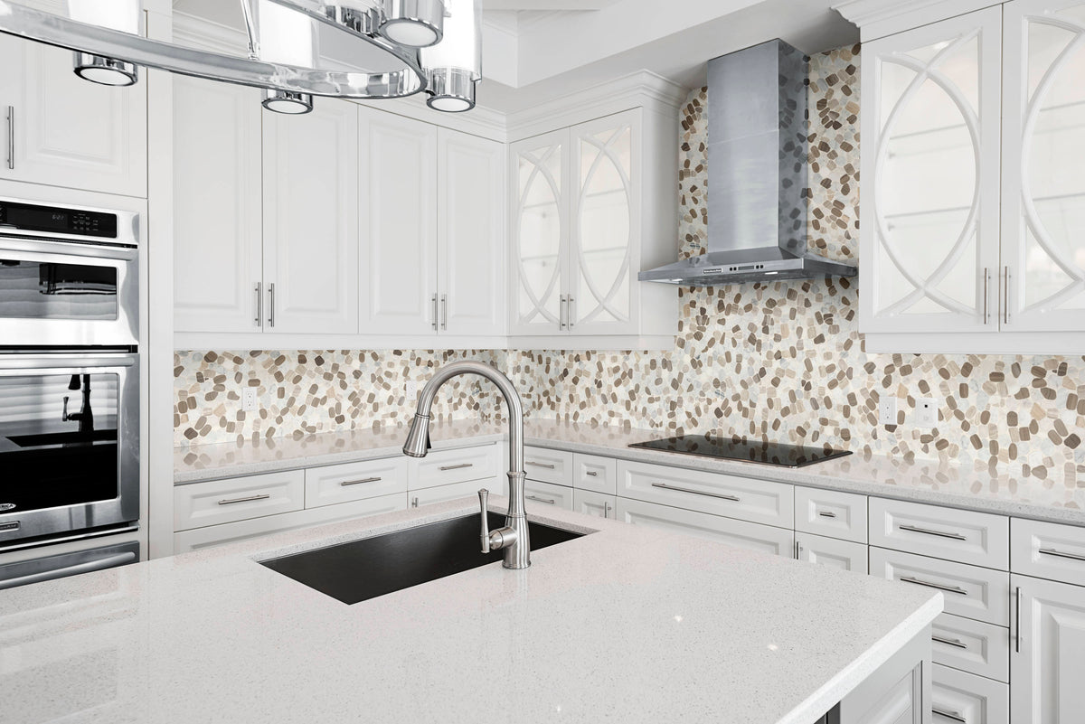 Satori Mixed Warm Blend 12-in x 12-in Honed Natural Stone Marble Pebble Floor and Wall Tile (9.6-sq ft/Carton)