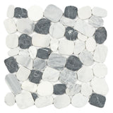 Satori 10-Pack Mixed Carrara Nero 12-in x 12-in Honed Natural Stone Pebble Marble Look Floor and Wall Tile