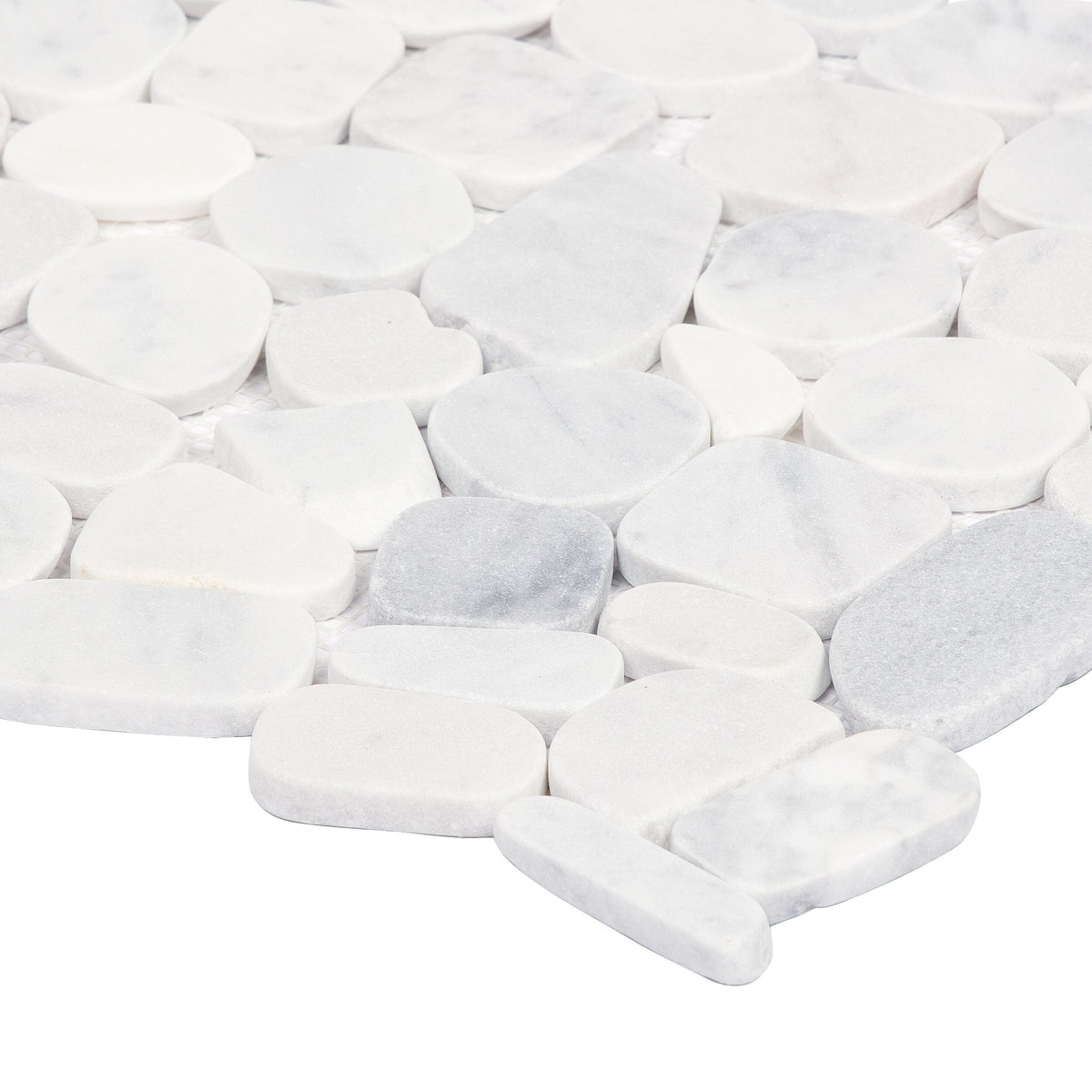 Satori 10-Pack Mixed White Marble 12-in x 12-in Honed Natural Stone Pebble Mosaic Floor and Wall Tile
