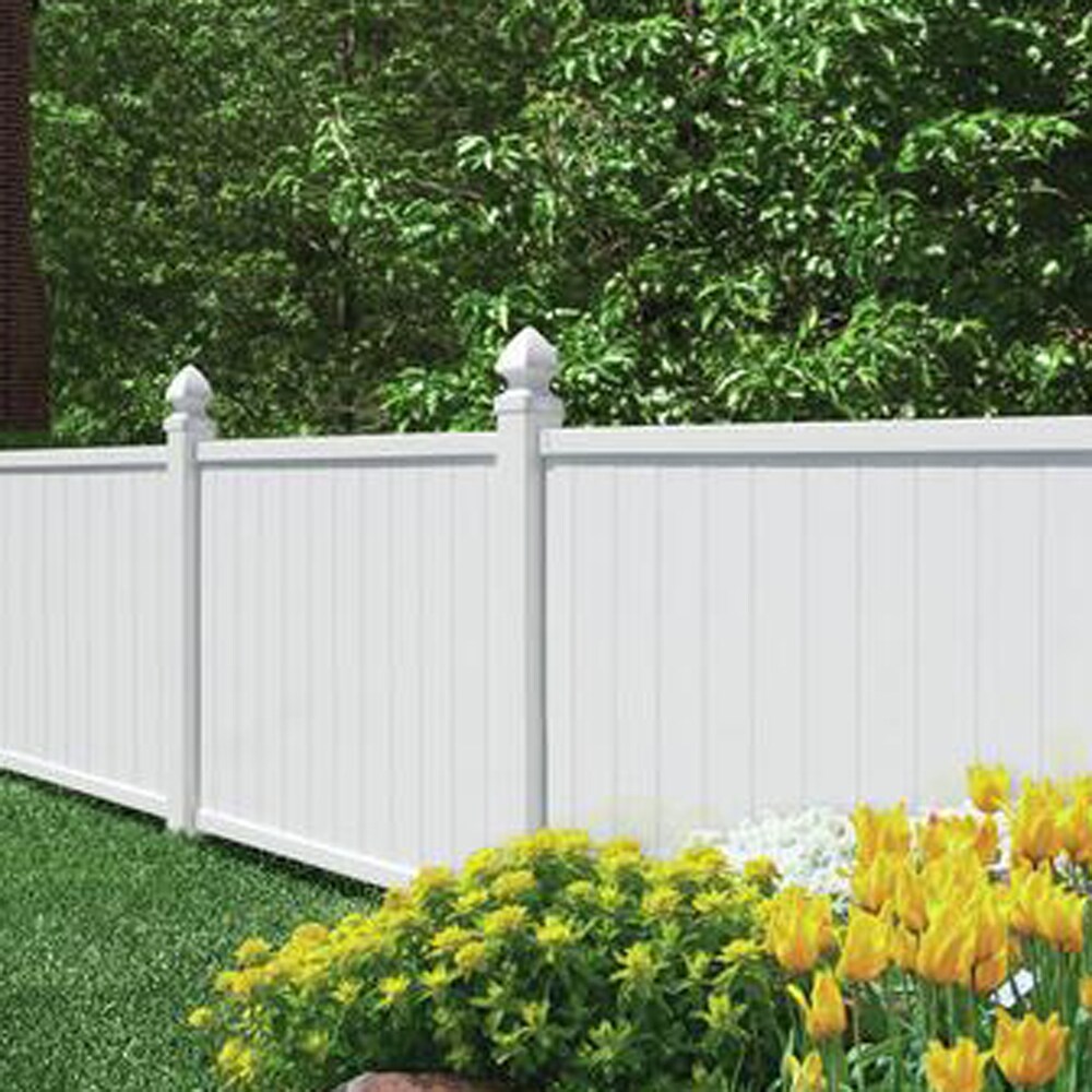 Freedom Crosston 4-ft H x 6-ft W White Privacy Vinyl Fence Panel (Assembled)