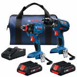 Bosch Core18V 2-Tool Cordless Combo Kit with Soft Case, Charger and (2) 4.0Ah Batteries