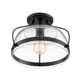 Quoizel Henderson 12.5-in Black Farmhouse Semi-Flush Mount Light