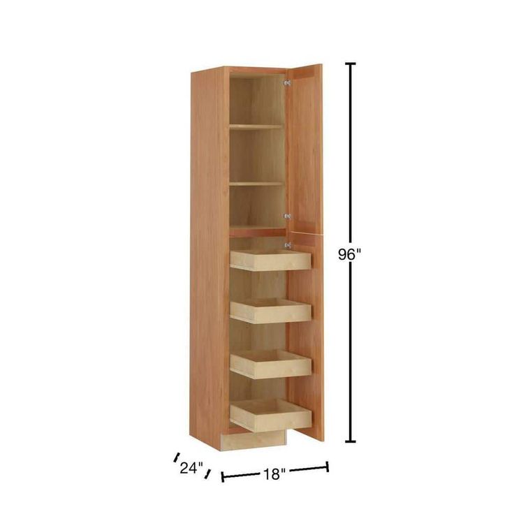 Home Decorators Collection Newport 18 in. W x 24 in. D x 96 in. H Assembled Plywood Pantry Kitchen Cabinet in Cinnamon with 4ROT Soft Close RH