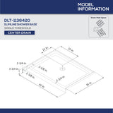 DreamLine SlimLine 42 in x 36 in Single-Threshold Shower Pan Base, Black, Center Drain