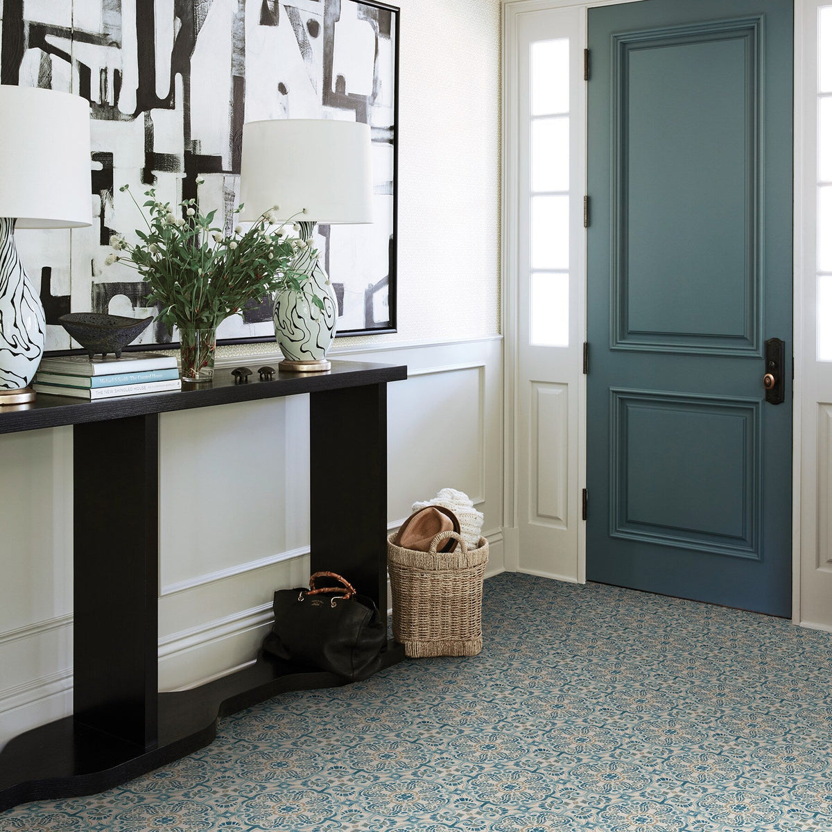 FloorPops Fontaine 12-in x 12-in Blue Peel and Stick Vinyl Floor Tile, 20-Pack (20-sq ft)
