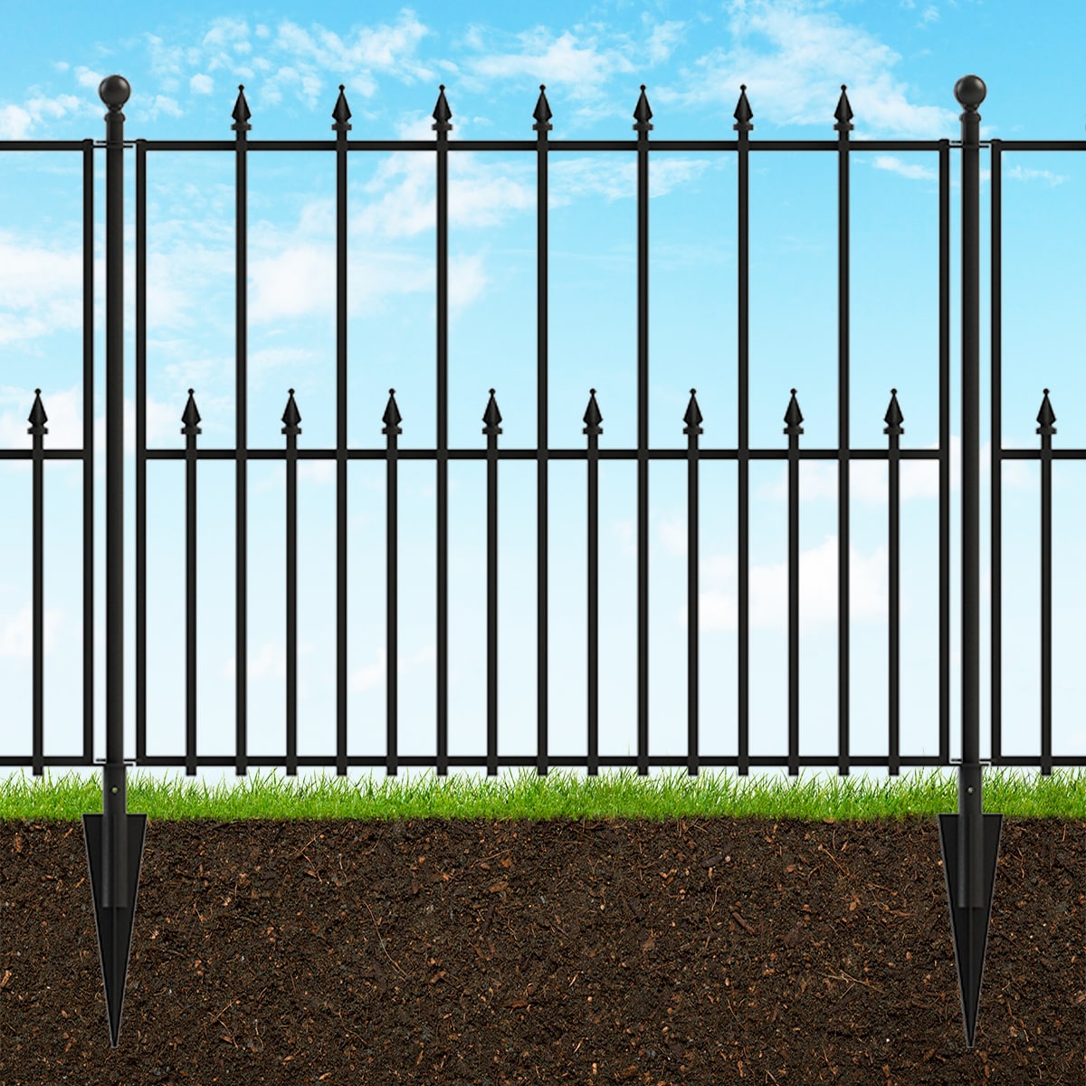 YARDLINK 3-in W Powder-coated Steel No Dig Yard Universal Fence Post