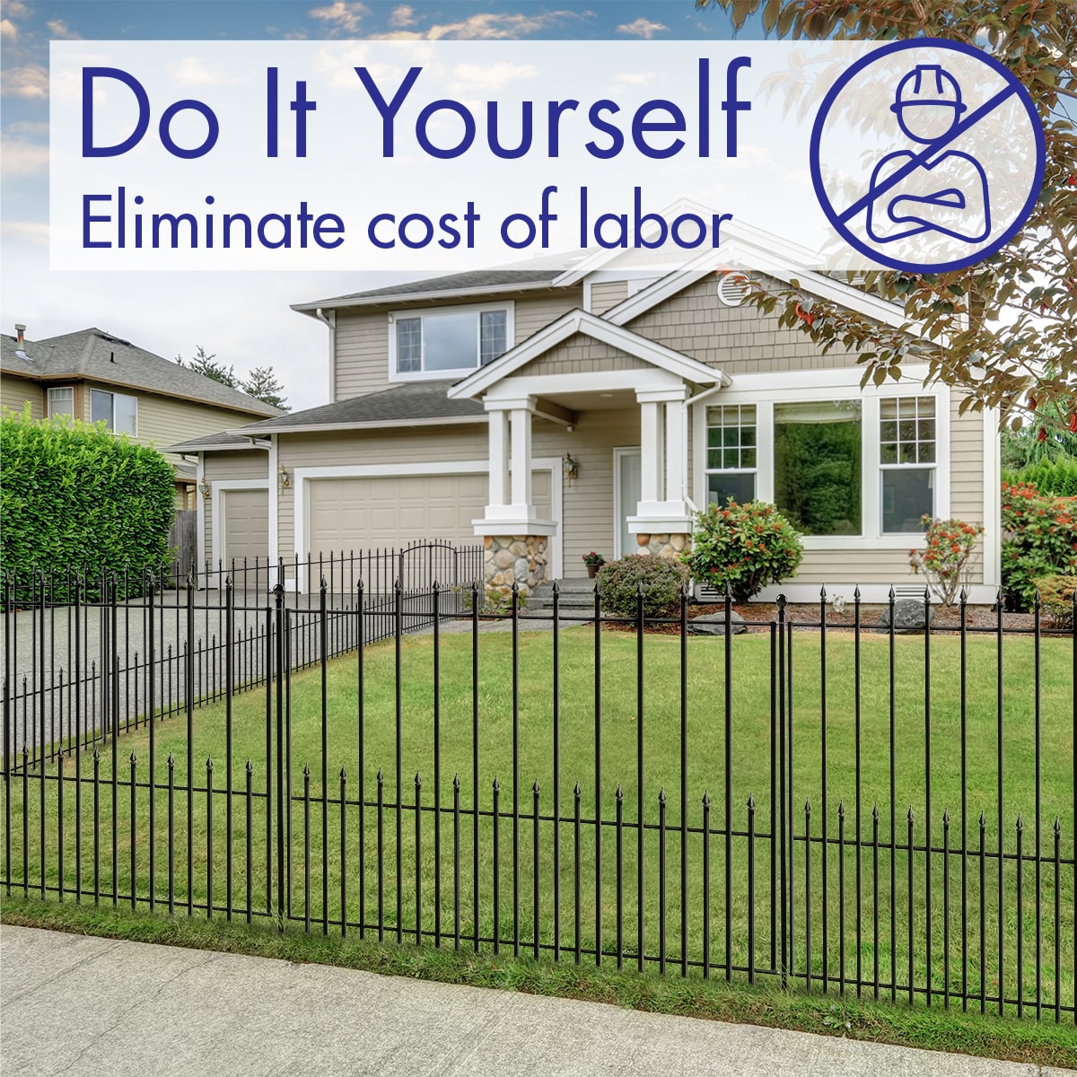 YARDLINK Empire 3-ft W Powder-coated Steel Pressed-point No Dig Decorative Fence Panel