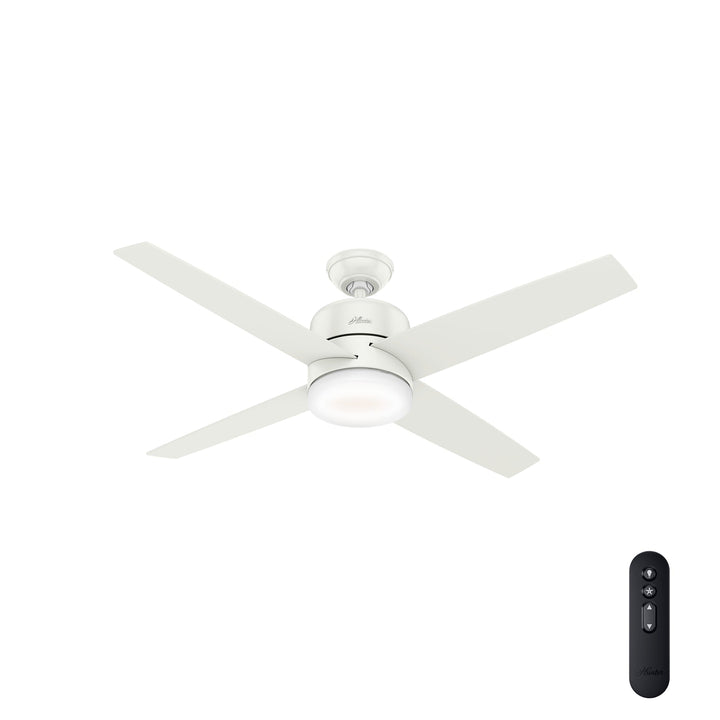 Hunter Advocate WIFI Enabled DC Motor 54-in Fresh White Indoor Smart Ceiling Fan with Remote (4-Blade)