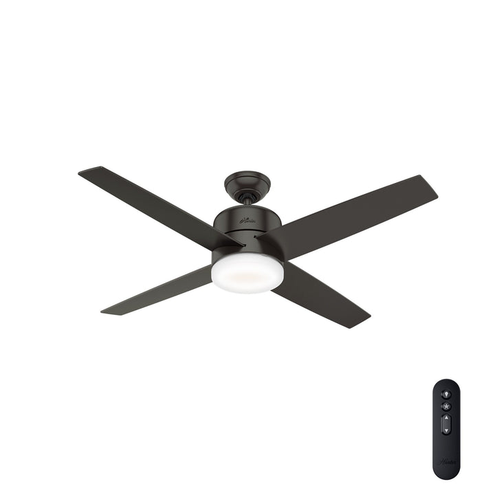 Hunter Advocate 54-in Noble Bronze Indoor Smart Ceiling Fan with Integrated LED Light, Wi‑Fi/DC Motor, Remote (4-Blade)