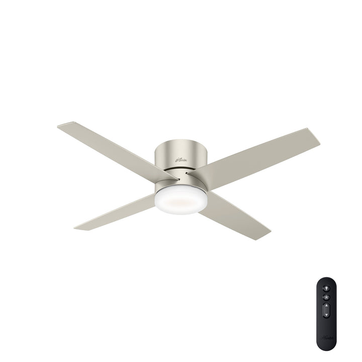 Hunter Advocate 54-in Matte Nickel Indoor Smart Ceiling Fan with Integrated LED Light & Remote, Wi‑Fi SIMPLEconnect, DC Motor (4-Blade)