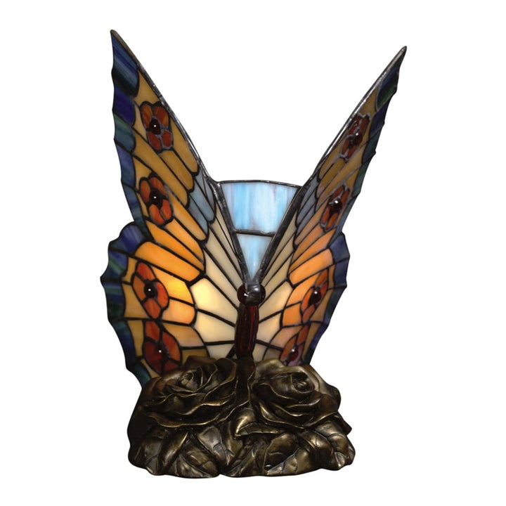 Quoizel 9-in Butterfly Tiffany-Style Table Lamp, Architectural Bronze (Model TF6599R)