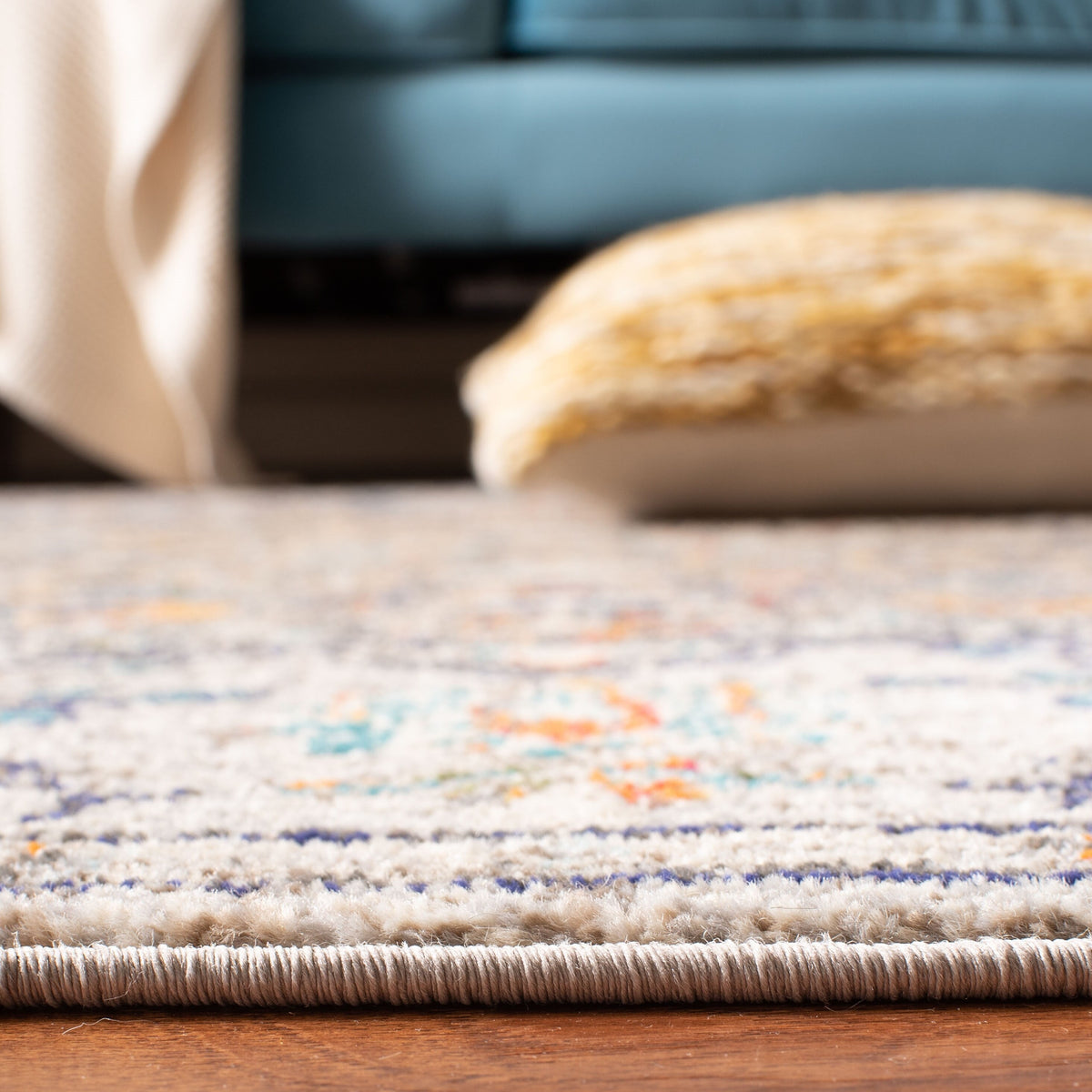 Safavieh Madison Sudbury 9 x 12 Gray/Light Blue Indoor Distressed/Overdyed Vintage Area Rug