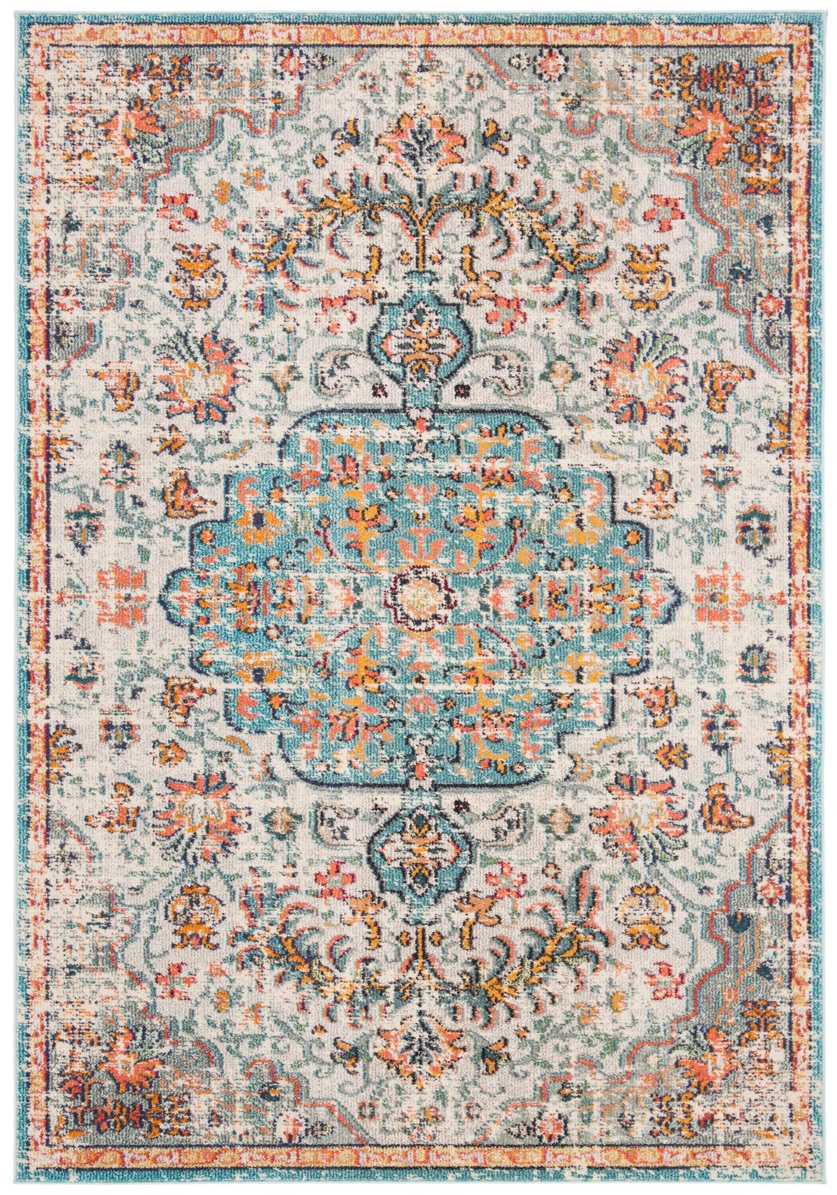 Safavieh Madison Sudbury 9 x 12 Gray/Light Blue Indoor Distressed/Overdyed Vintage Area Rug