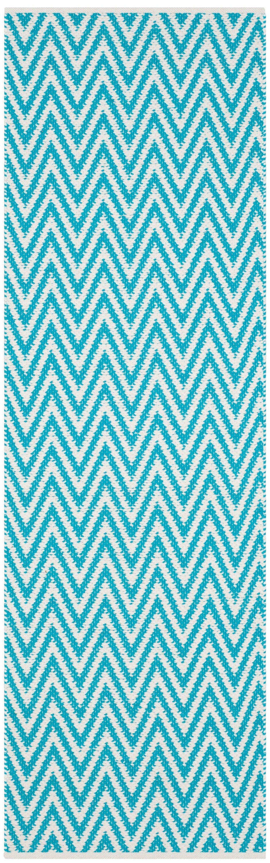 Safavieh Montauk Caswell 2 x 7 Blue/Ivory Indoor Chevron Coastal Handcrafted Runner