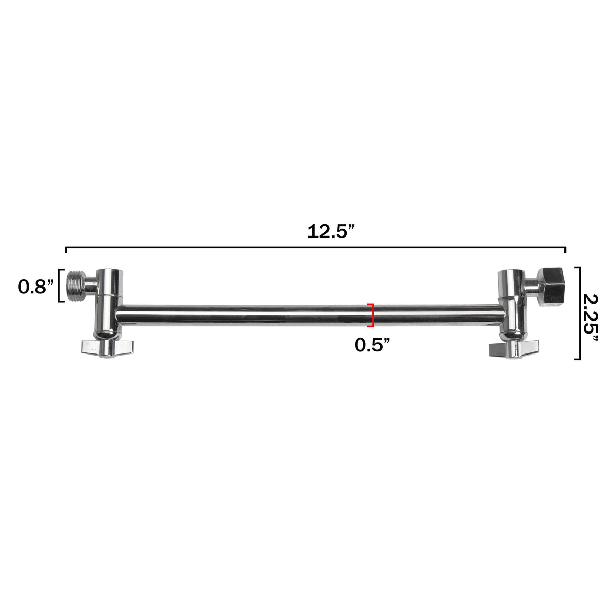 AKDY SH0006 12.5-in Adjustable Chrome Shower Arm for Bathtub/Shower