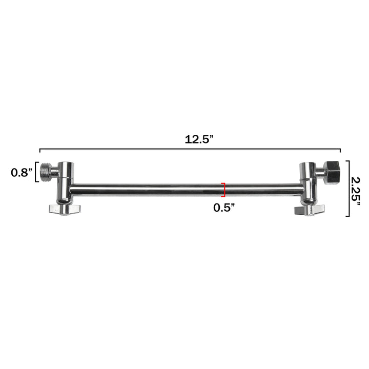 AKDY SH0006 12.5-in Adjustable Chrome Shower Arm for Bathtub/Shower