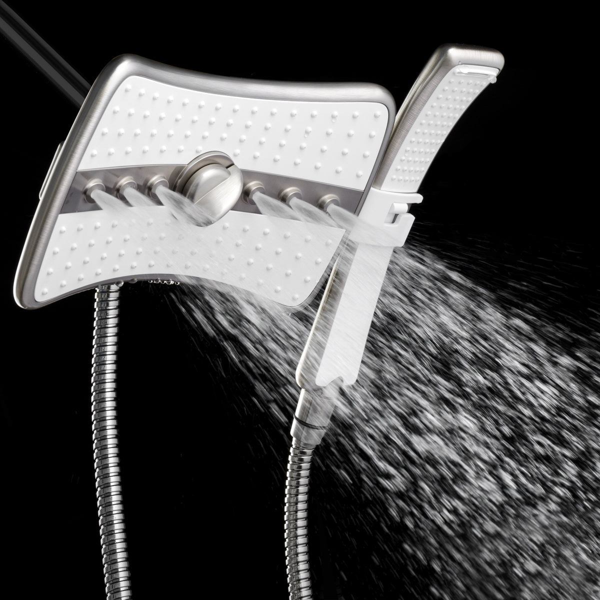 AKDY 9-in Silver 4-Spray Rain Dual Shower Head, 1.8 GPM (6.8 LPM)