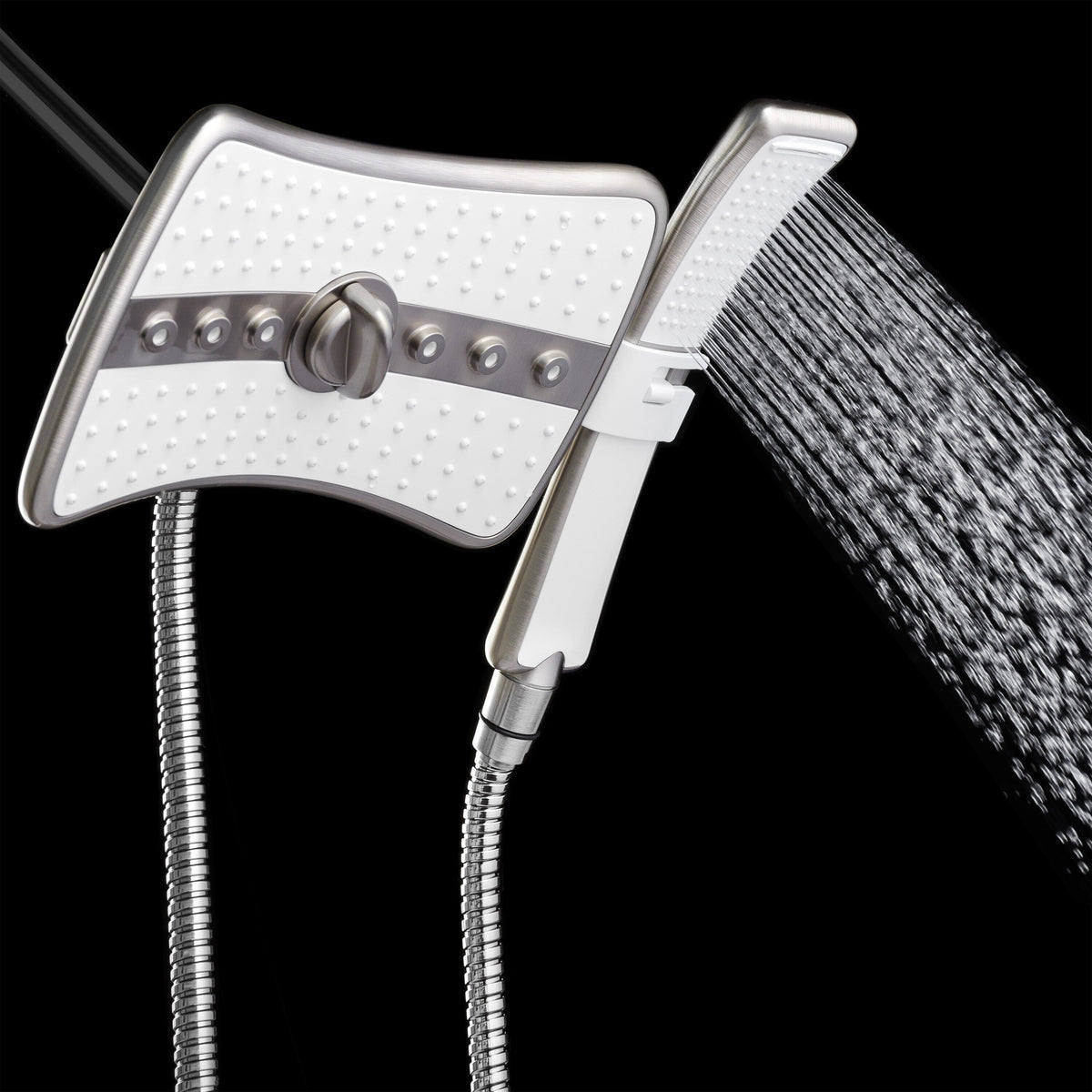 AKDY 9-in Silver 4-Spray Rain Dual Shower Head, 1.8 GPM (6.8 LPM)