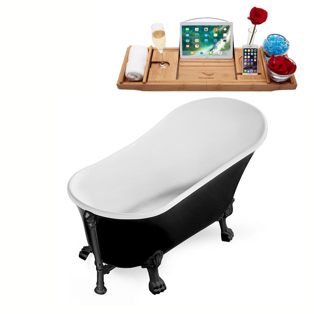 59 in. Acrylic Clawfoot Non-Whirlpool Bathtub in Black - Super Arbor