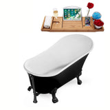 59 in. Acrylic Clawfoot Non-Whirlpool Bathtub in Black - Super Arbor