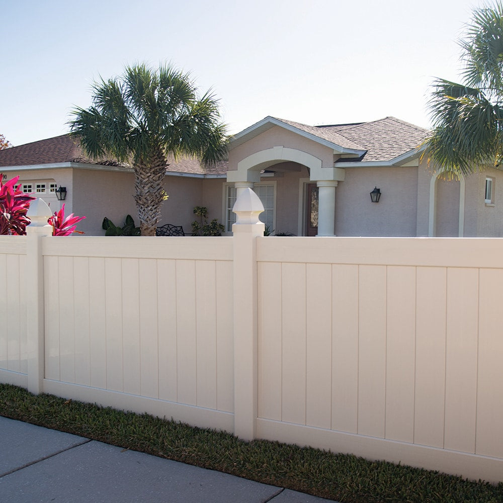 Freedom Hampton 4-ft H x 6-ft W White Privacy Vinyl Fence Panel (Unassembled)
