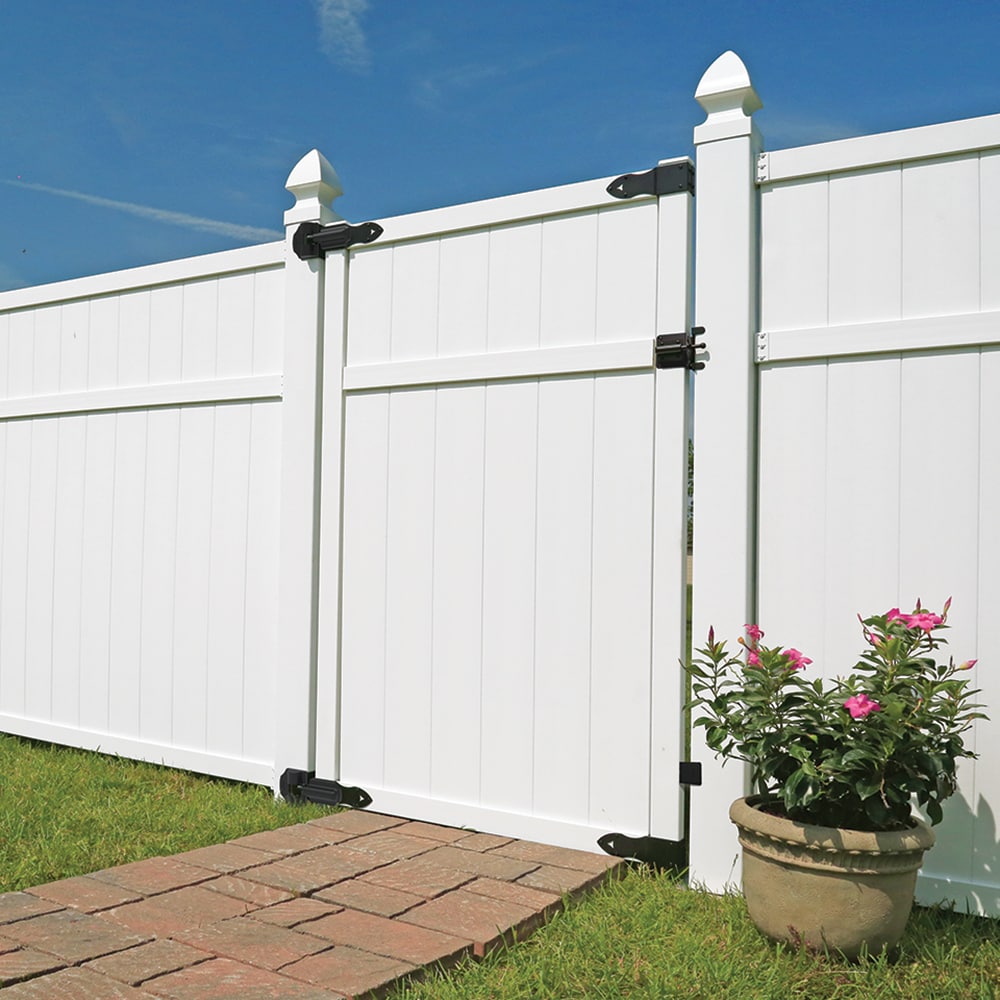 Freedom Brighton 6-ft H x 3-ft to 5-ft W White Vinyl Flat-top Fence Gate Kit No Dig (Unassembled)