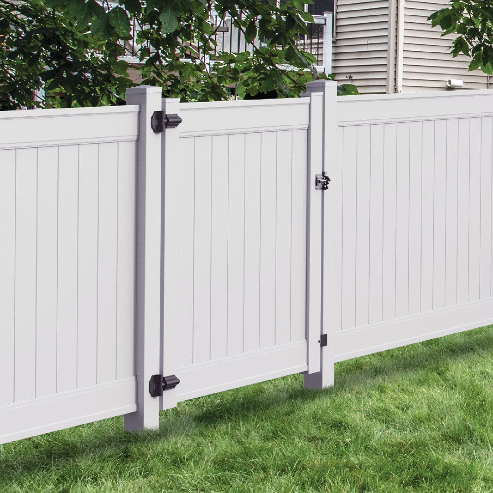 Freedom Emblem 5-ft H x 5-ft W White Privacy Vinyl Flat-top Fence Gate Kit (Unassembled)
