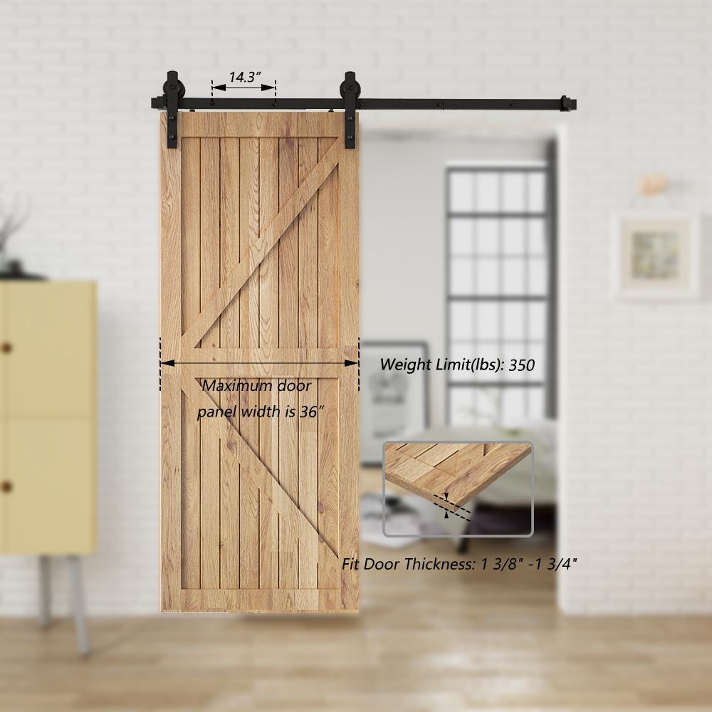 6 ft./72 in. Black Sliding Barn Door Track and Hardware Kit with I-Shape Hanger For Single Door - Super Arbor