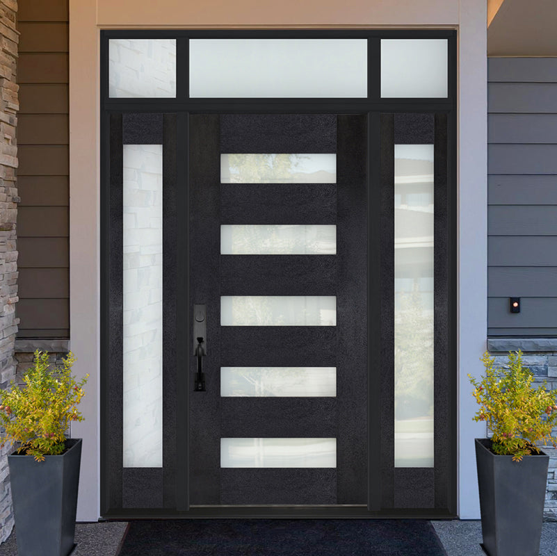 Regency Modern Customizable Fiberglass Door Collection – Prehung Single with Two Sidelites