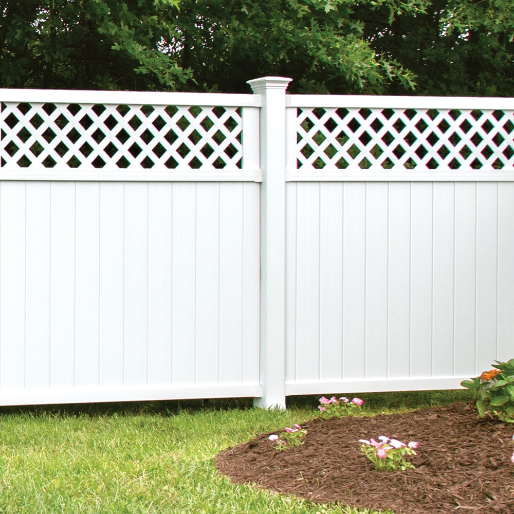 Freedom Brighton 8-ft H x 5-in W White Vinyl Lattice-top Blank Fence Post (Assembled)