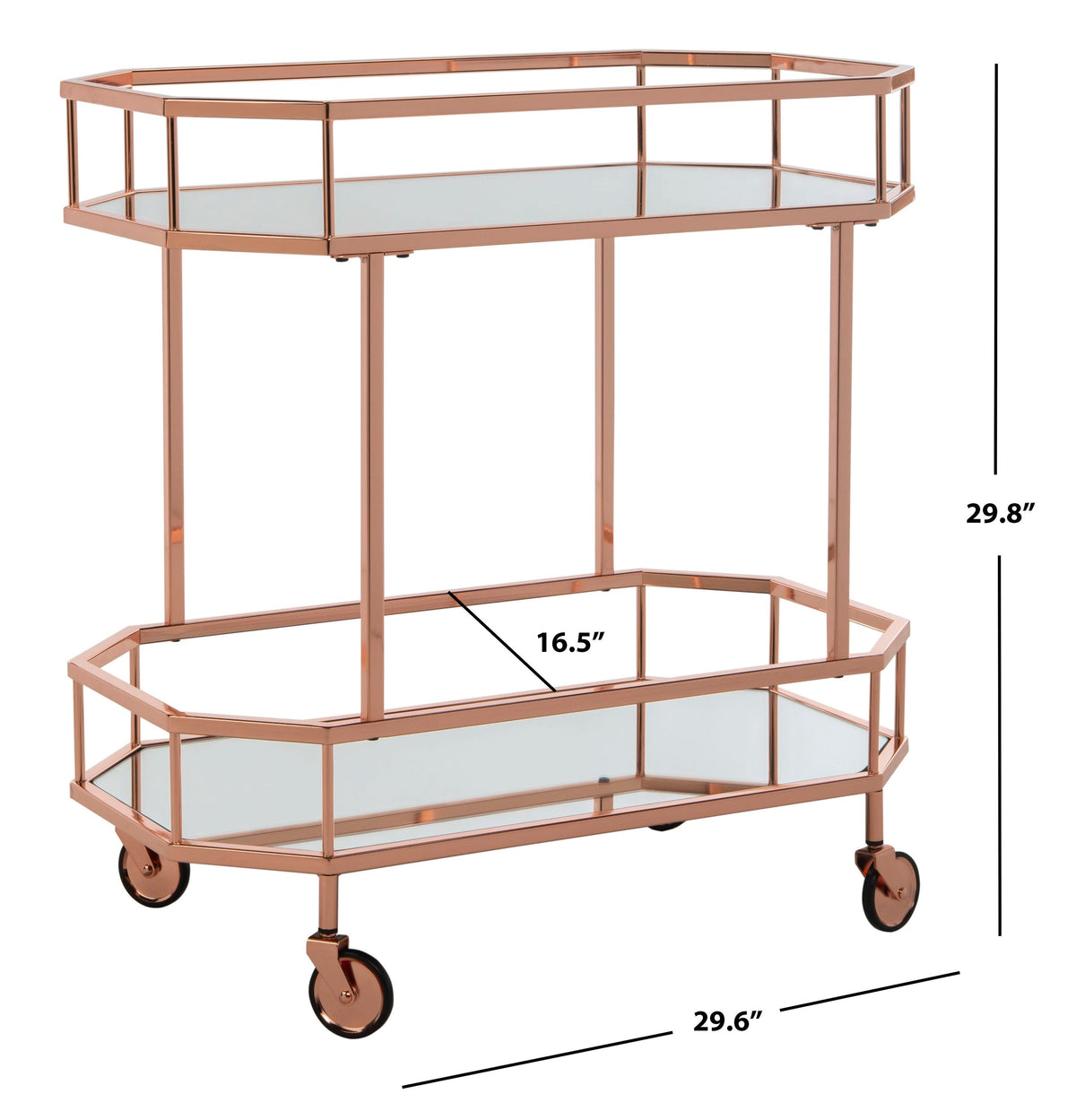 Safavieh Red Metal Base with Mirror Top Kitchen Cart (29.6-in x 16.5-in x 29.8-in)
