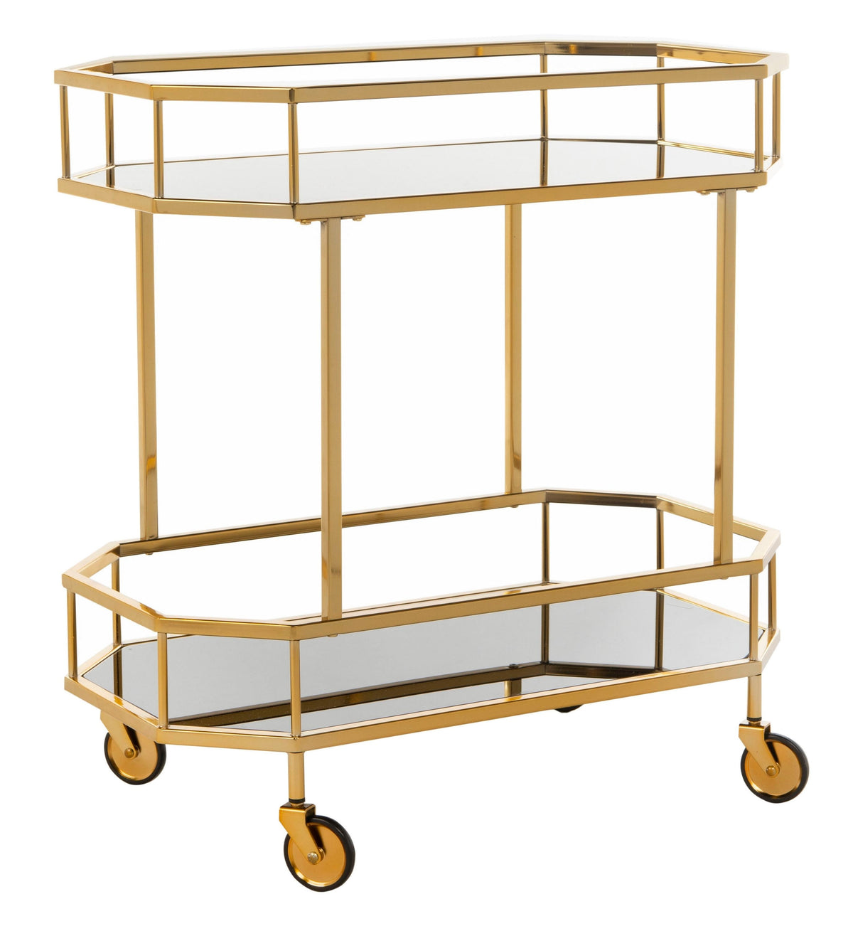 Safavieh Gold Metal Base with Glass Top Kitchen Cart (29.6-in x 16.5-in x 29.8-in)