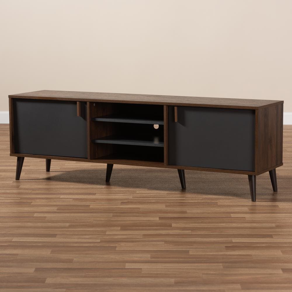 Baxton Studio Samuel Modern/Contemporary Walnut Tv Cabinet (Accommodates TVs more than 70-in)