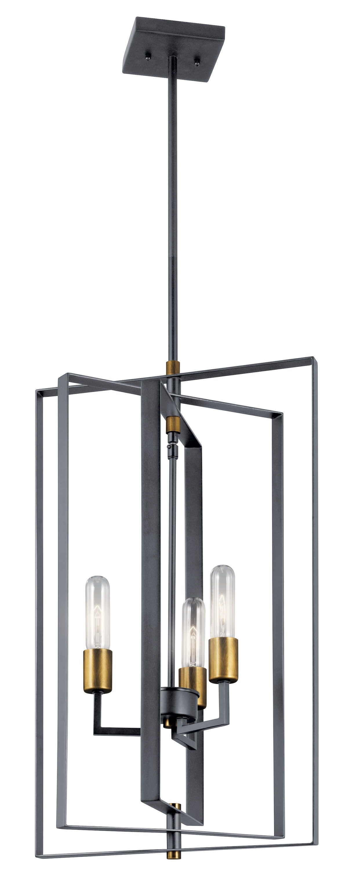 Kichler Taubert 3-Light Black Mid-century Geometric Large Hanging Pendant Light